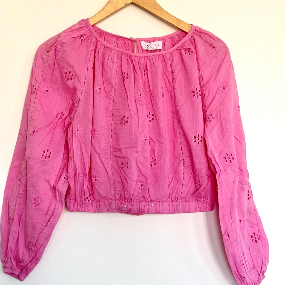 Velvet by Graham and Spencer Pink Eyelet Women's Top